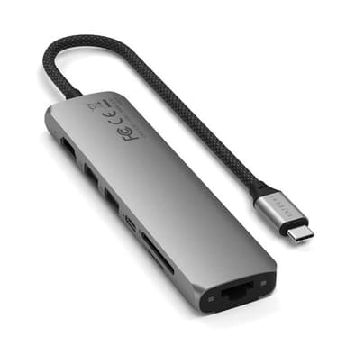 Satechi 7-i-1 HUBB USB-C Slim Multiport Adapter med Ethernet - Rymdgrå