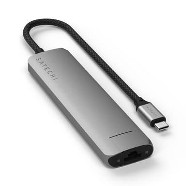 Satechi 7-i-1 HUBB USB-C Slim Multiport Adapter med Ethernet - Rymdgrå