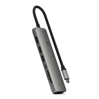Satechi 7-i-1 HUBB USB-C Slim Multiport Adapter med Ethernet - Rymdgrå