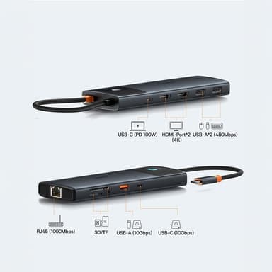 Baseus HUB 10in1 Metal Gleam Series - Svart