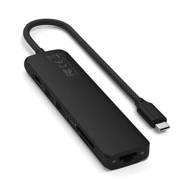 Satechi 7-i-1 HUBB USB-C Slim Multiport Adapter med Ethernet - Svart