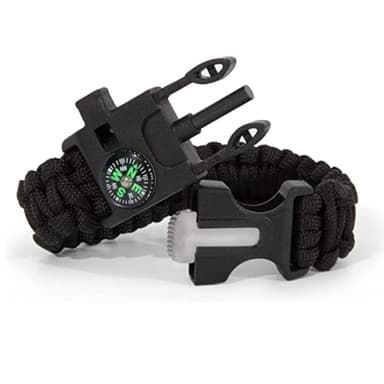 Överlevnadsarmband Paracord l Kompass , Visselpipa , Flintbrandstartare - Svart