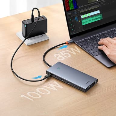 Baseus 13in1 HUB USB-C Till VGA, HDMI, RJ45, SD,TF, Aux, USB-C, USB-A