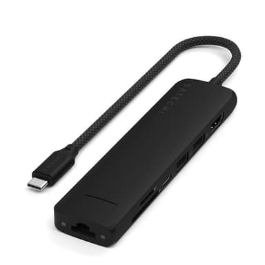 Satechi 7-i-1 HUBB USB-C Slim Multiport Adapter med Ethernet - Svart