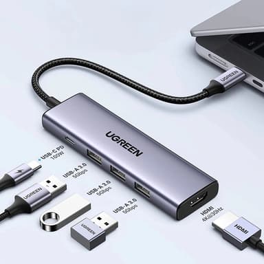 Ugreen 5in1 HUB USB-C Till 1xUSB-C 1xHDMI 3xUSB-A 3.0 - Grå