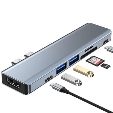Tech-Protect V5-Hub Adapter 7in1 - Grå