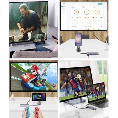 SiGN 7-i-1 USB-C-hub HDMI RJ45 USB-C, max 100W - Grå