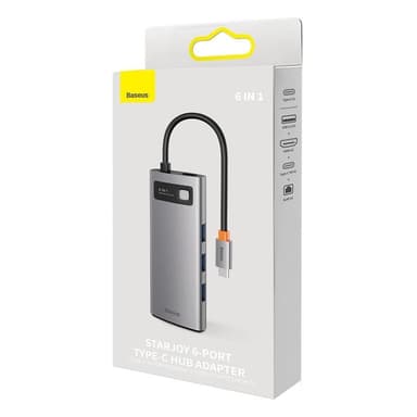 Baseus Hub 6 Port StarJoy - Grå