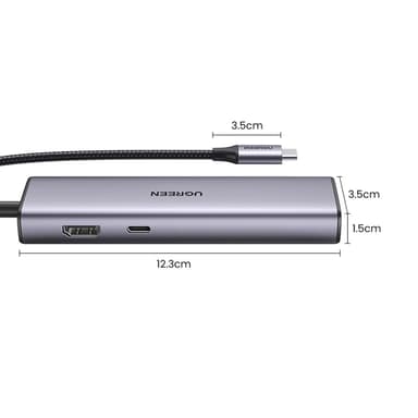 Ugreen HUB 100W USB-C Till HDMI, RJ45, USB-C, SD/TF Kortläsare, USB-A 3.0