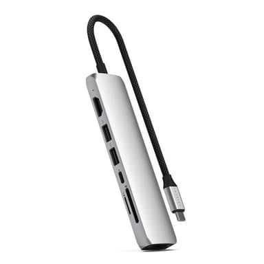 Satechi 7-i-1 HUBB USB-C Slim Multiport Adapter med Ethernet - Silver