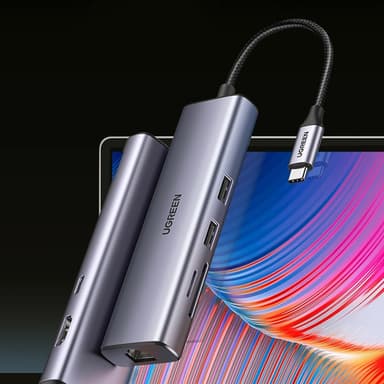 Ugreen HUB 100W USB-C Till HDMI, RJ45, USB-C, SD/TF Kortläsare, USB-A 3.0