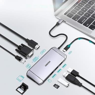 Choetech 9in1 Multifunktionell HUB 3 x USB Till USB-C - Grå