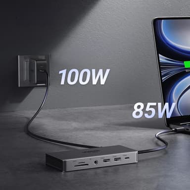 Ugreen 13in1 HUB USB-C Med HDMI, Display Port, RJ45, Aux, USB-C - Grå