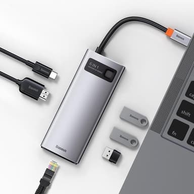 Baseus 6in1 Multifunktionell HUB USB-C 100 W - Grå