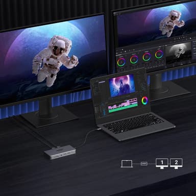 Ugreen 13in1 HUB USB-C Med HDMI, Display Port, RJ45, Aux, USB-C - Grå