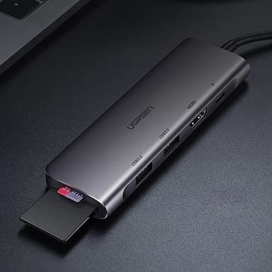 Ugreen 6in1 HUB USB-C Till USB-C, HDMI, SD/TF Kortläsare, 2xUSB-A 3.0