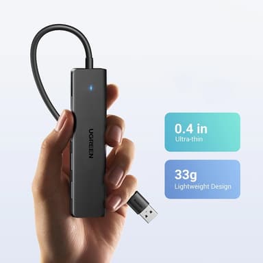 Ugreen HUB 4 Portar USB-A 3.0 Med 1m USB-A Kabel - Svart