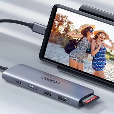 Ugreen 6in1 HUB USB-C Till USB-C, HDMI, SD/TF Kortläsare, 2xUSB-A 3.0
