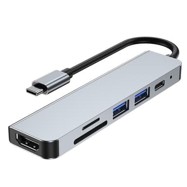 Tech-Protect V4-Hub Adapter 6in1 - Grå