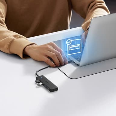 Ugreen HUB 4 Portar USB-A 3.0 Med 1m USB-A Kabel - Svart