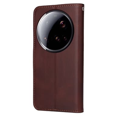 SKALO Xiaomi 15 Ultra 5G PU-läder Plånboksfodral - Brun
