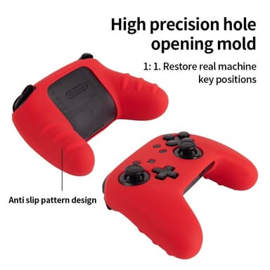 Kompatibel med Nintendo Switch Pro Handkontroll Skal Fodral Silikon - Röd