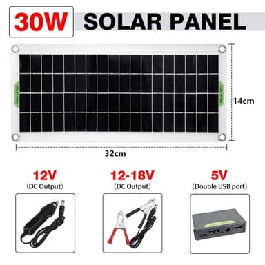 30W Bärbar Solpanel Solar Charge Controller för Camping Bil Båt