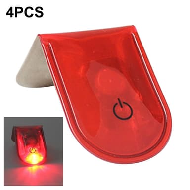 4st LED Ljus Magnetiska Clips Säkerhet Löpning Natt Camping Aktiviteter - Röd