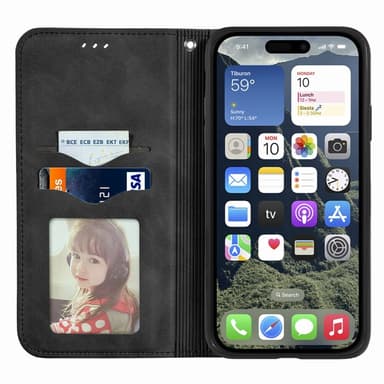 För iPhone 16e fodral med kortfack magnetiskt absorberande telefonfodra