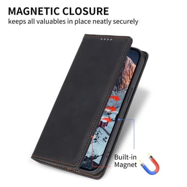För iPhone 16e fodral magnetisk stängning vikbart telefonfodral - Svart