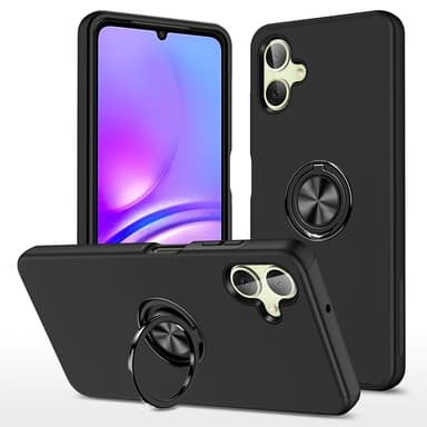 Till Samsung Galaxy A06 4G Hybridskal med Roterbar Ringhållare - Svart