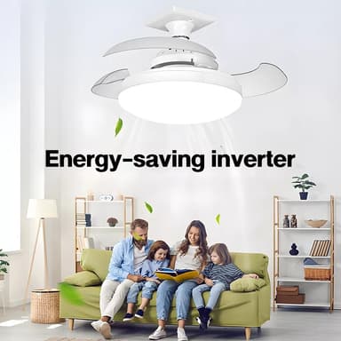 TakFläkt E27 Fläkt Taklampa med Fjärrkontroll APP-kontroll 3 hastigheter Dimbar