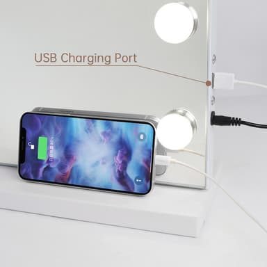 VANITII Hollywood-sminkspegel med belysning Bluetooth Bordsplatta Väggmontering Metall Vit 80x58 cm