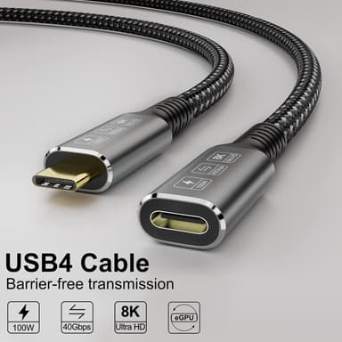 NÖRDIC USB 4 förlängningskabel 2m 40Gbps 100W 8K60Hz