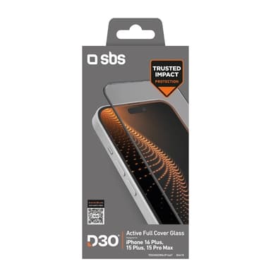 SBS iPhone 16 Plus/15 Plus Härdat Glas Skärmskydd D30 - Svart