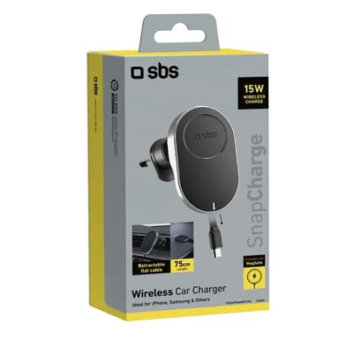 SBS Bilhållare Ventgaller Med USB-C Retractable Kabel - Svart