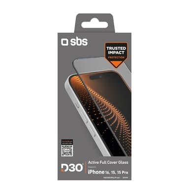 SBS iPhone 16/15 Härdat Glas Skärmskydd D30 - Svart