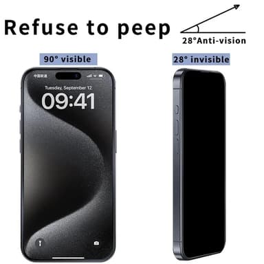 iPhone 16 Pro Härdat Glas Skärmskydd Privacy - Svart