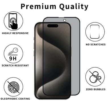 iPhone 16 Pro Härdat Glas Skärmskydd Privacy - Svart