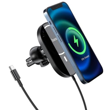 Hoco MagSafe Bilhållare Med Trådlös Laddning 15W för Luftventil CA90 - Svart