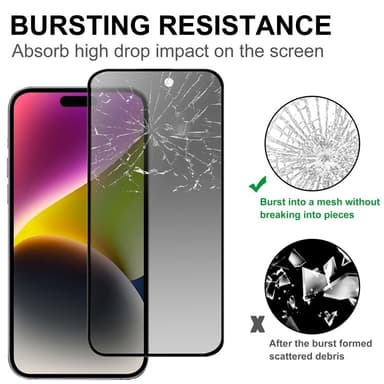 BOOM [2-Pack] iPhone 15 Pro Max Härdat Glas Skärmskydd Privacy - Svart