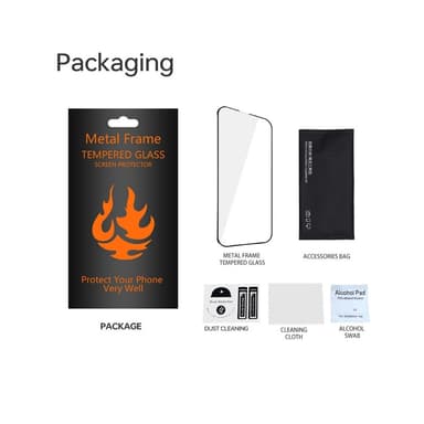 iPhone X/XS/11 Pro Härdat Glas Skärmskydd Metall Ram - Svart