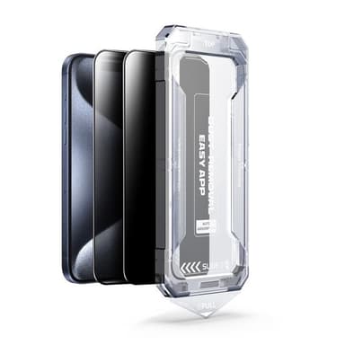 BOOM iPhone 15 Pro Privacy Härdat Glas Skärmskydd 2st