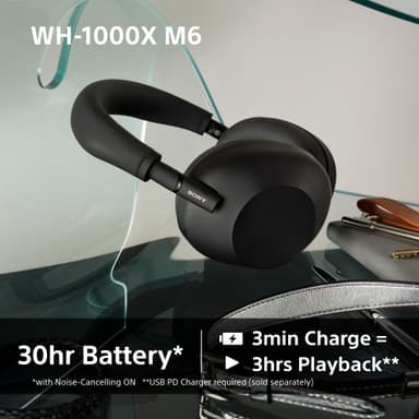 Sony WH-1000XM6 trådlösa around-ear-hörlurar (svarta)