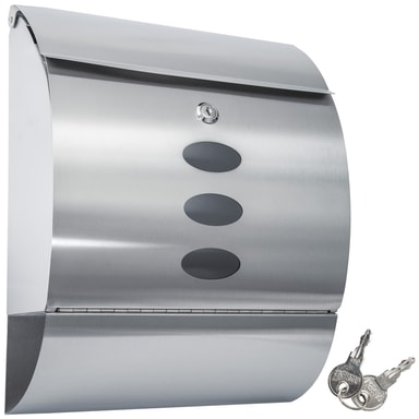 tectake Rostfri brevlåda i stål rundad + tidningsfack 30 x 12 x 39.5 cm ...