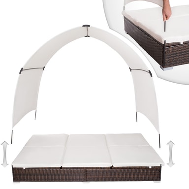 tectake Solsäng med soltak aluminium 205 x 140 x 166 cm Brun - Elgiganten
