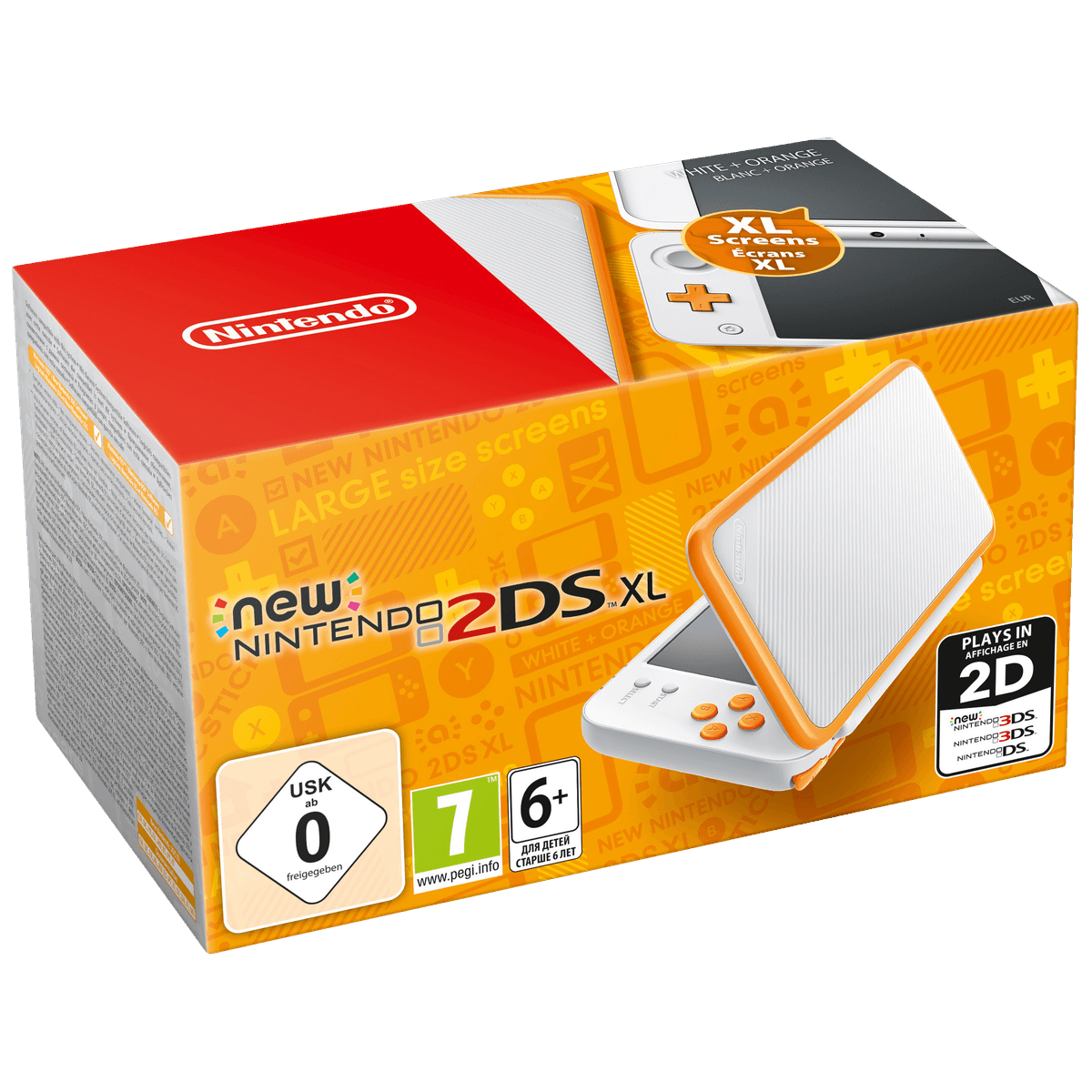 New Nintendo 2ds Xl Spelkonsol Eu Modell Vit Orange Spelkonsol Elgiganten