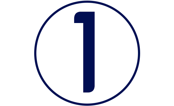Renewit prenumeration - Steg 1 - En blå siffra 1 mot vit bakgrund.