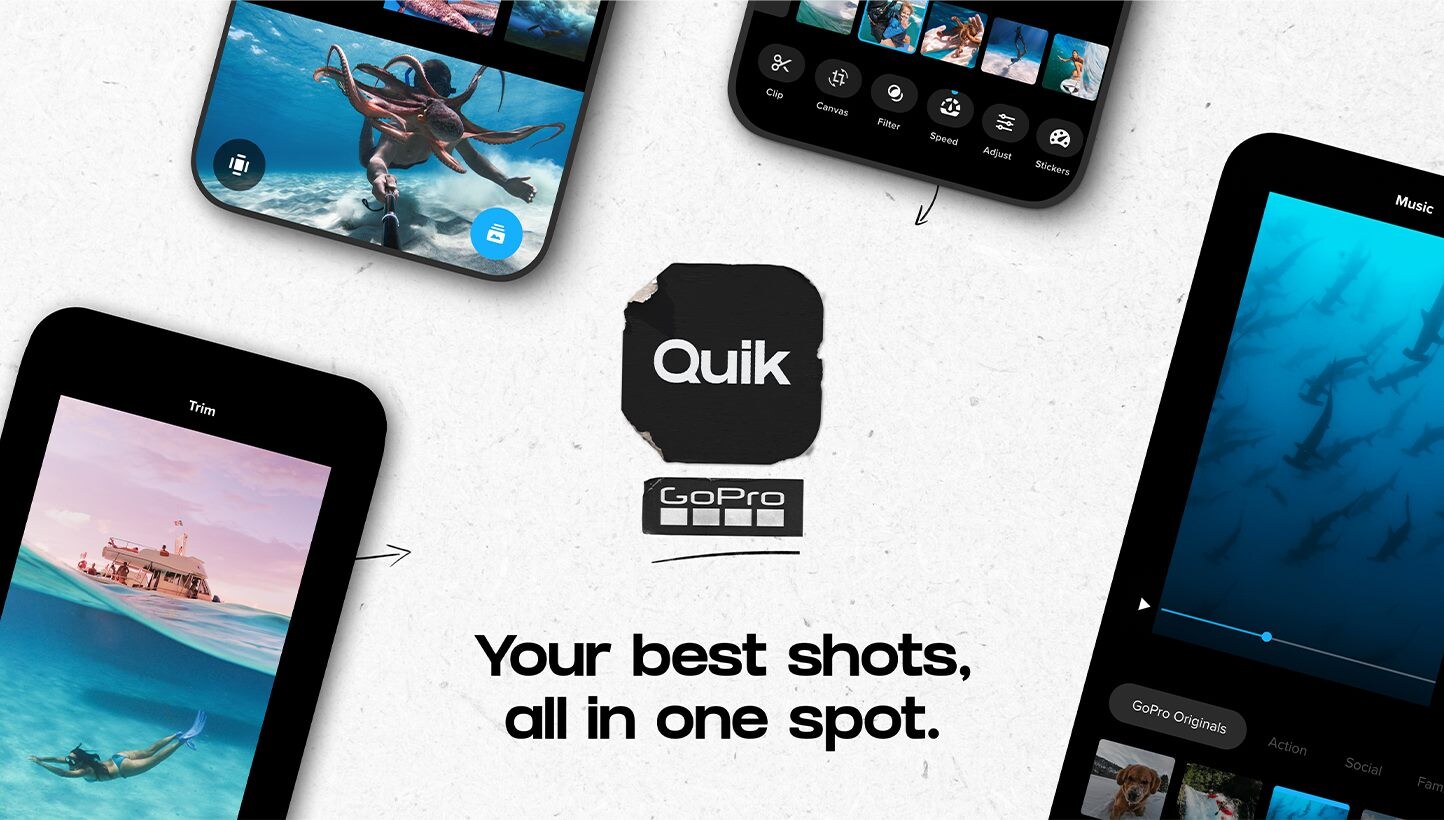 Quik-appen för GoPro med texten Your best shots, all in one spot