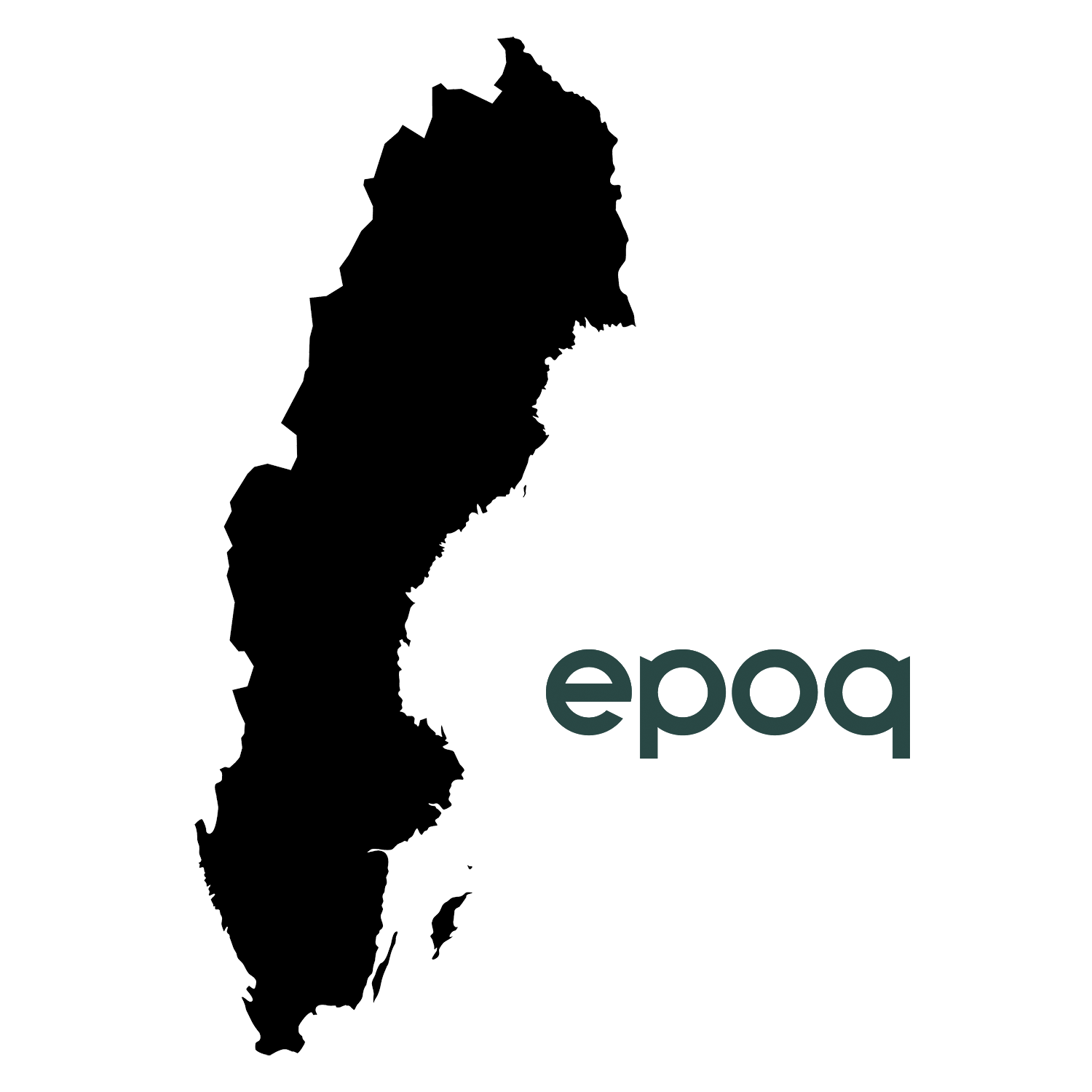 Sverigekarta med Epoq-logga